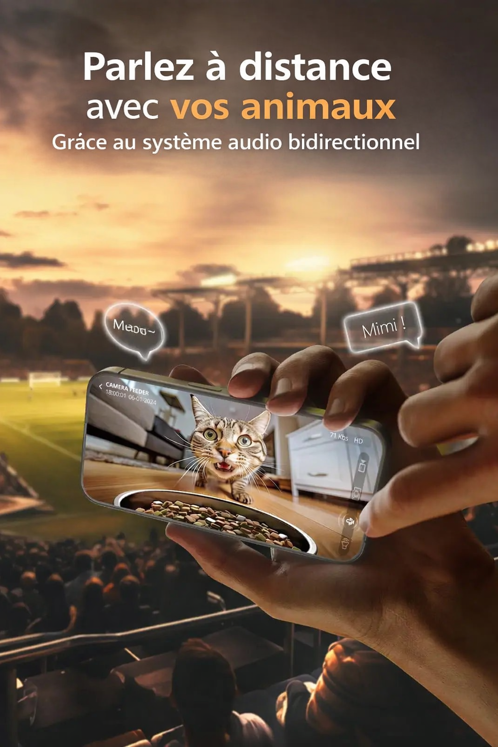 Distributeur de croquettes 2L/4L avec bol inox