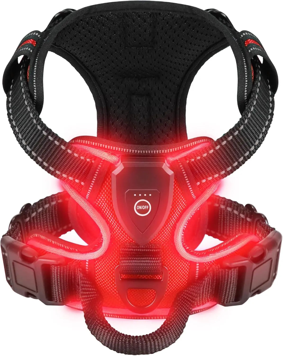 Harnais avec lumières LED  rouge pour promenade nocturne 