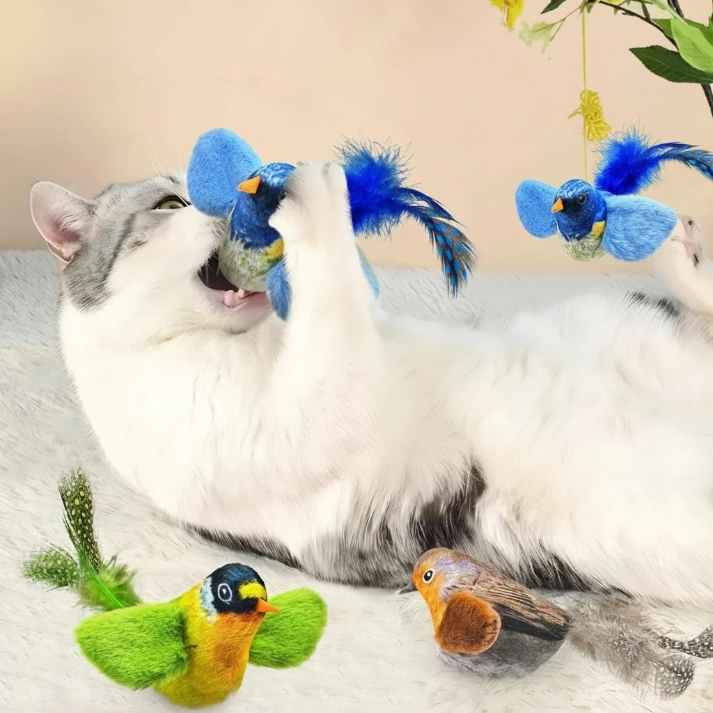 Jouet interactif oiseau avec son pour chat