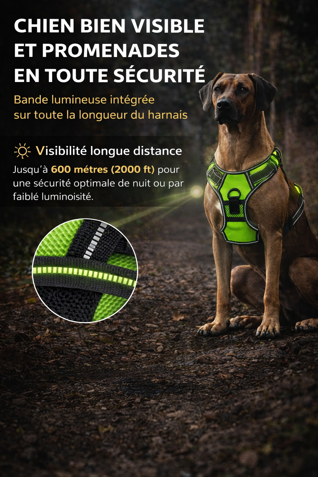 Harnais LED confortable et réfléchissant