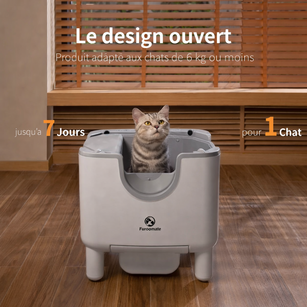 Litière autonettoyante ouverte pour chat